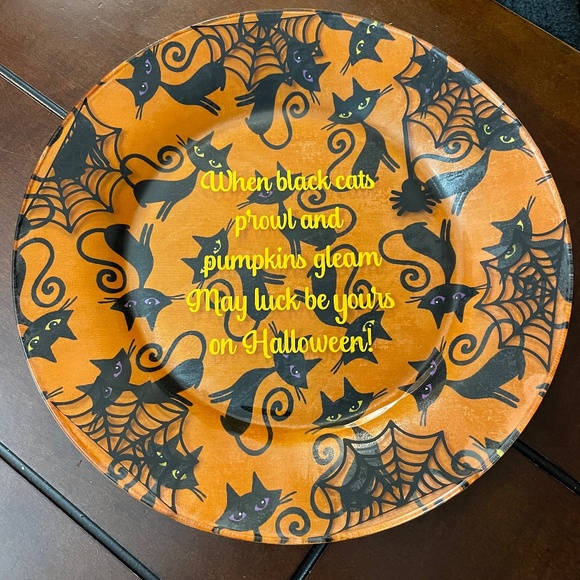 Halloween Black Cat Decorative Plate - Picture 1 of 2